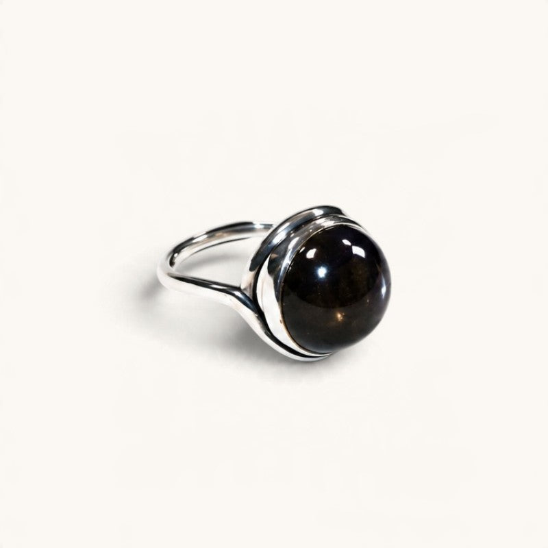 Skeletal Black Sunstone Ring
