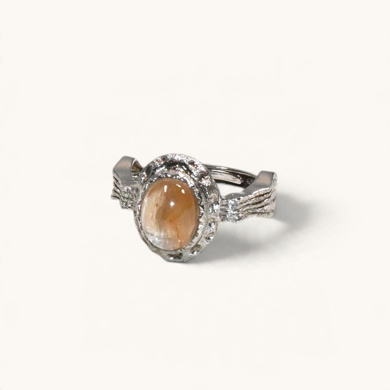 Yellow Rabbit Fur Quartz Ring
