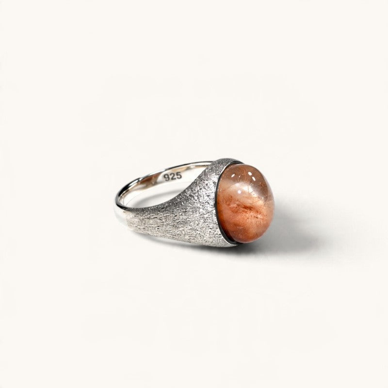 Pink Rabbit Fur Quartz Ring