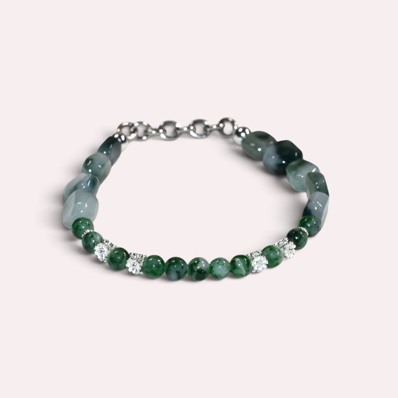 Flower Green Jadeite Jade Bracelet