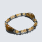Double Tiger Eye Charm w/ Golden Titanium Rutilated Quartz Bracelet