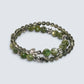 Silver Chrome Heart Cross Charm + Green Lepidolite Quartz w/ Green Rutilated Quartz Bracelet