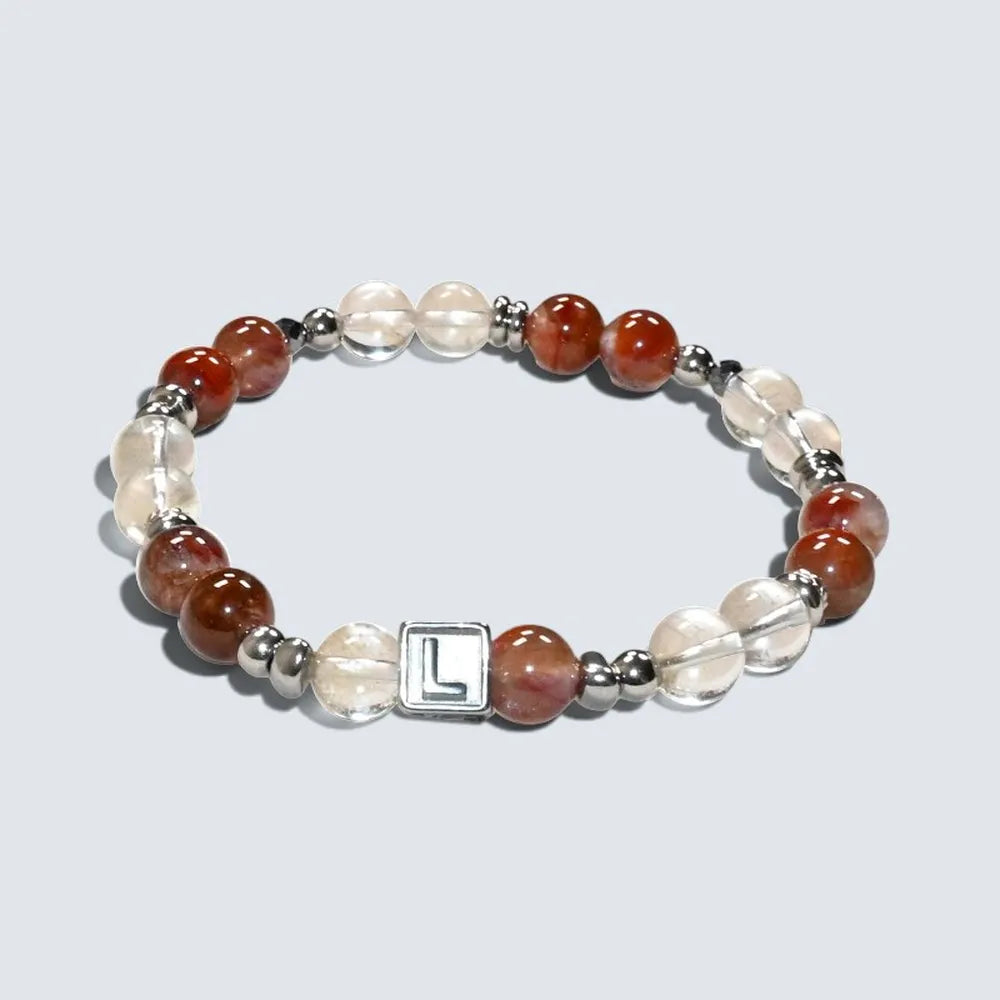 Letter L | Red Auralite  & Yellow Phantom Pyramid Bracelet
