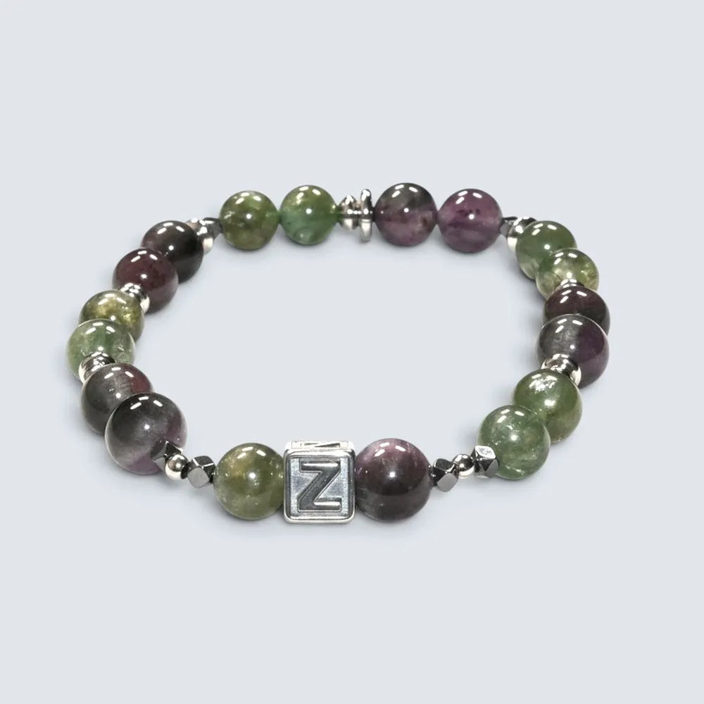 Letter Z | Eye Auralite & Green Lithium Mica Bracelet