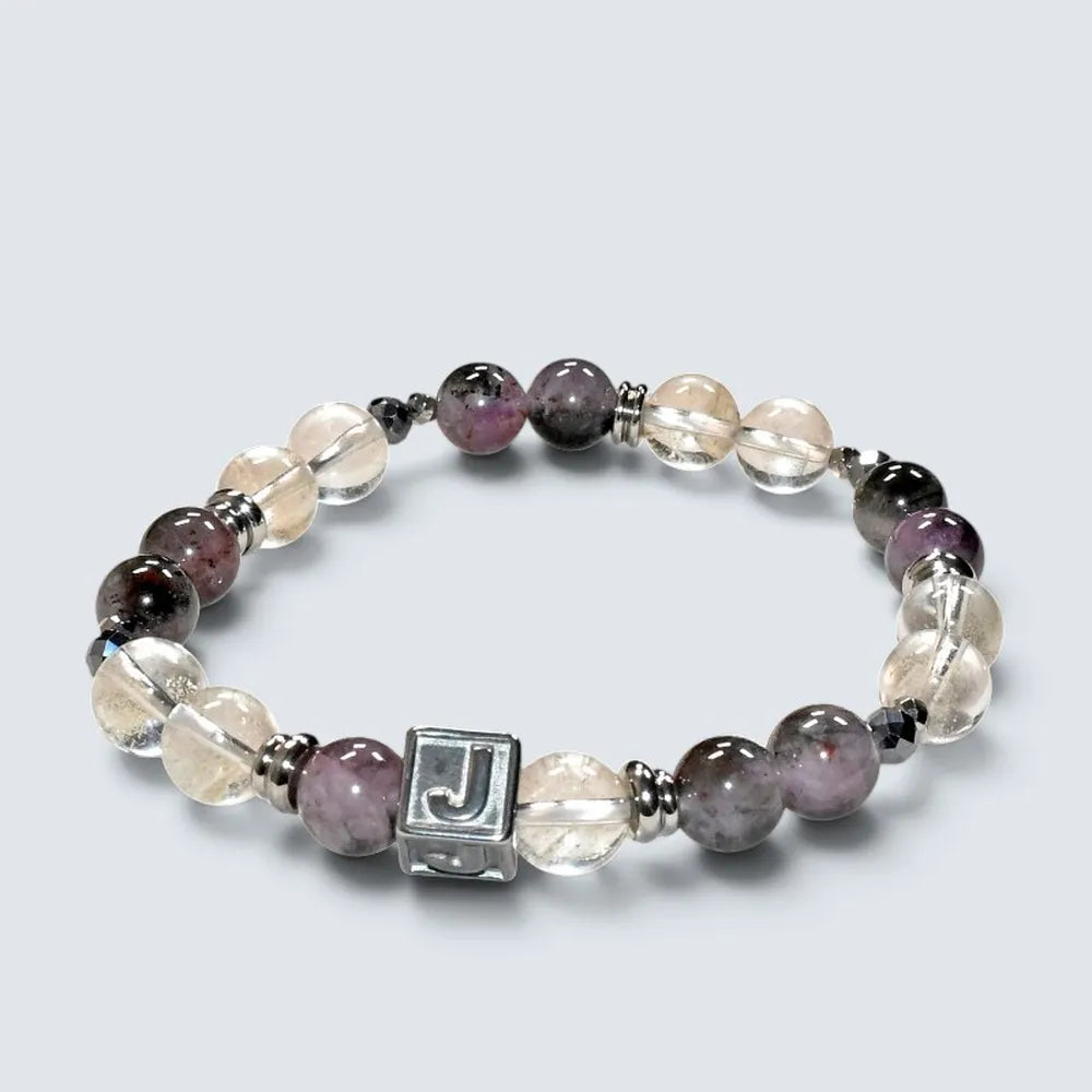 Letter J | Yellow Phantom Pyramid & Eye Auralite Bracelet