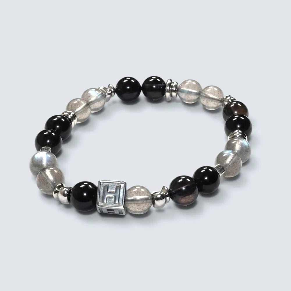 Letter H | Grey Moonstone & Iolite Bracelet