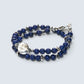 Green Phantom Quartz Charm w/ Lapis Lazuli Dual -Loop Bracelet