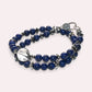 Rainbow Clear Quartz Charm w/ Lapis Lazuli Dual -Loop Bracelet