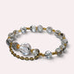 Rainbow Clear Quartz Charm + Black Rutilated Quartz w/ Brookite in Quartz Bracelet