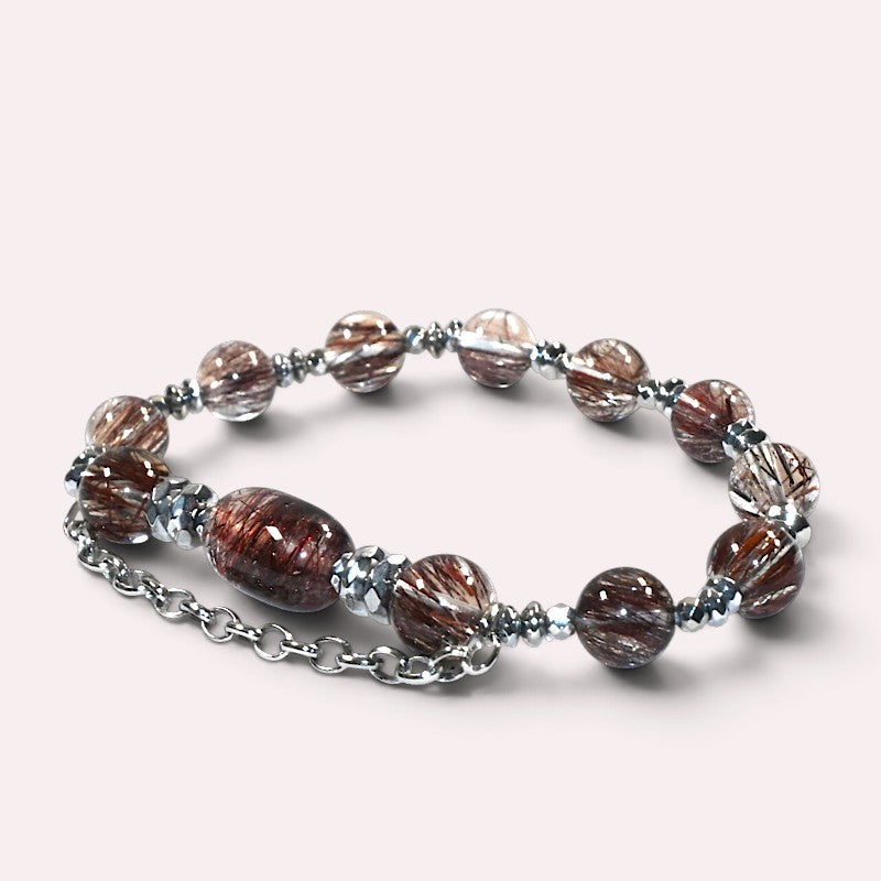 Red Copper Rutilated Quartz Charm w/ Red Copper Rutilated Quartz Bracelet
