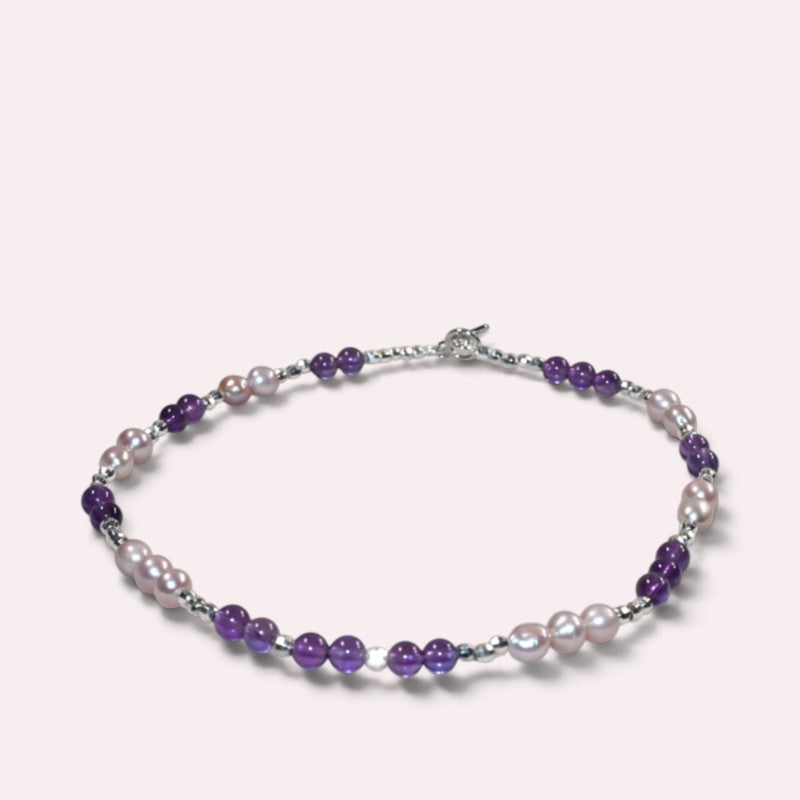 Amethyst w/ Freshwater Pearl Anklet