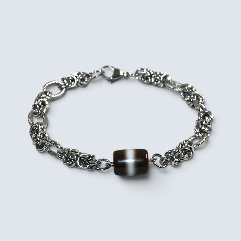 Black & White Dzi Bead Bracelet