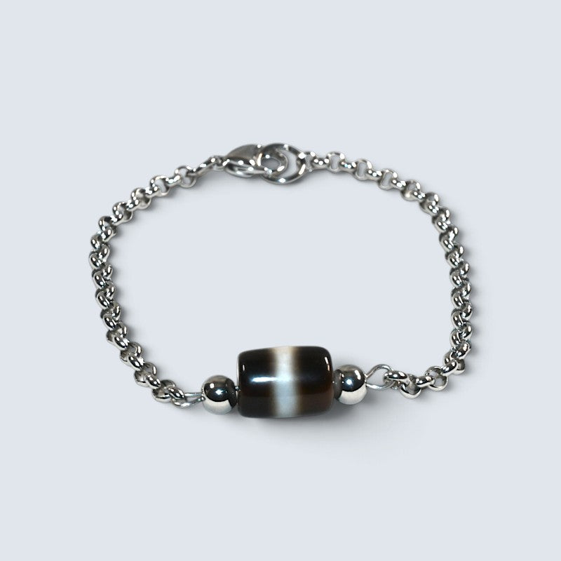 Black & White Dzi Bead Bracelet