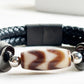 Tiger Tooth Wave Dzi Bead w/ Leather Bangle