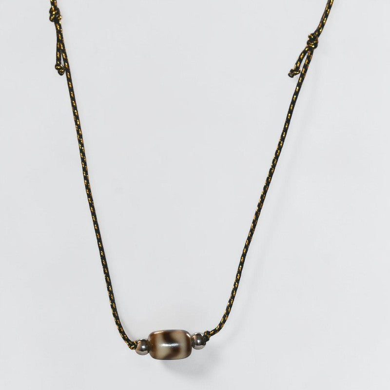 Tiger Tooth Dzi Bead String Necklace