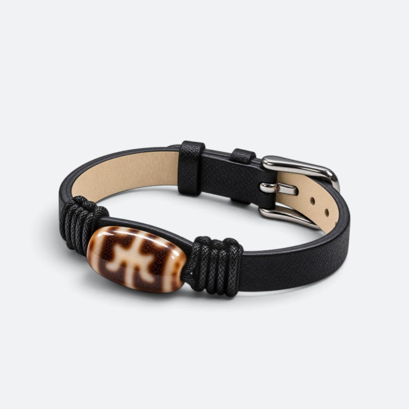 Wujie Boundless Dzi Bead Leather Bracelet