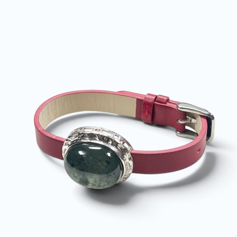 Green Phantom Starry Quartz Leather Bracelet