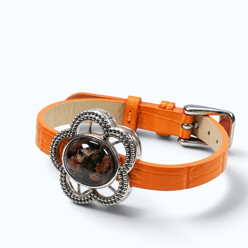 Rabbit Fur Quartz w/ Phantom Quartz Leather Bracelet