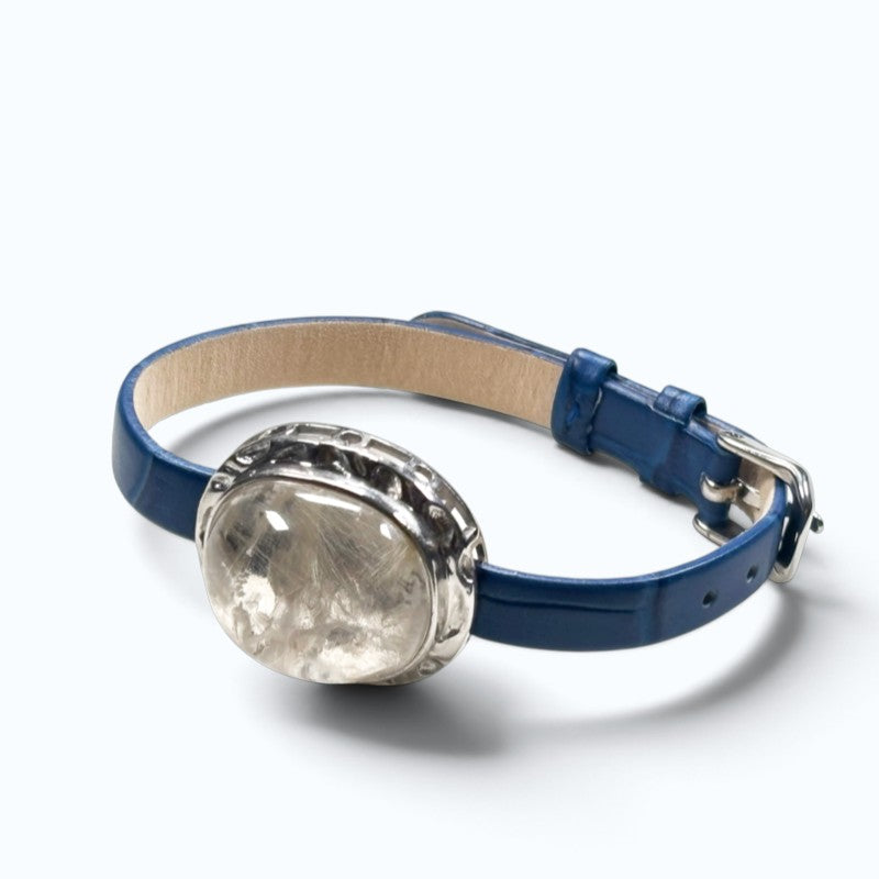 White Rabbit Fur Quartz Leather Bracelet