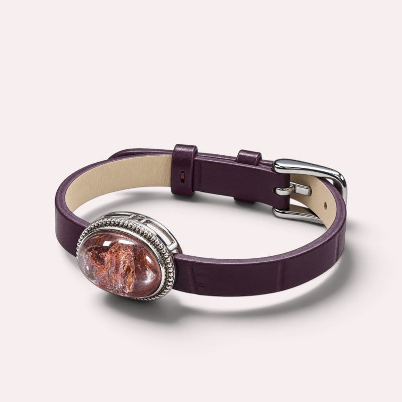 Orange Calcite Leather Bracelet