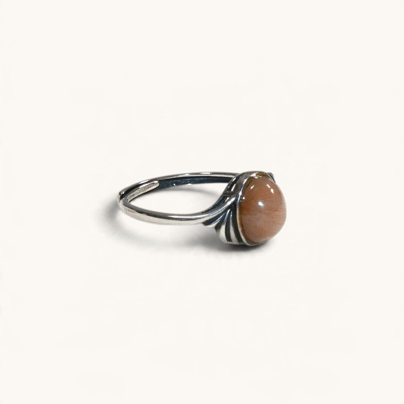 Pink Rabbit Fur Quartz Ring