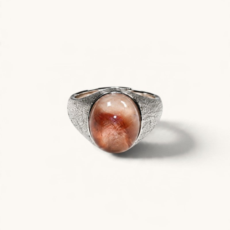 Pink Rabbit Fur Quartz Ring