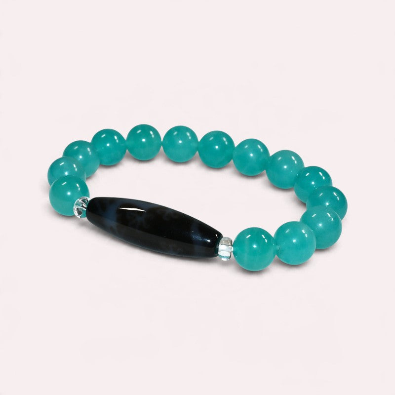Auspicious Dragon Dzi Bead w/ Amazonite Bracelet