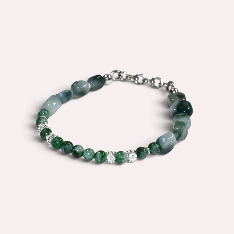 Flower Green Jadeite Jade Bracelet