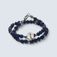 Green Phantom Quartz Charm w/ Lapis Lazuli Dual -Loop Bracelet
