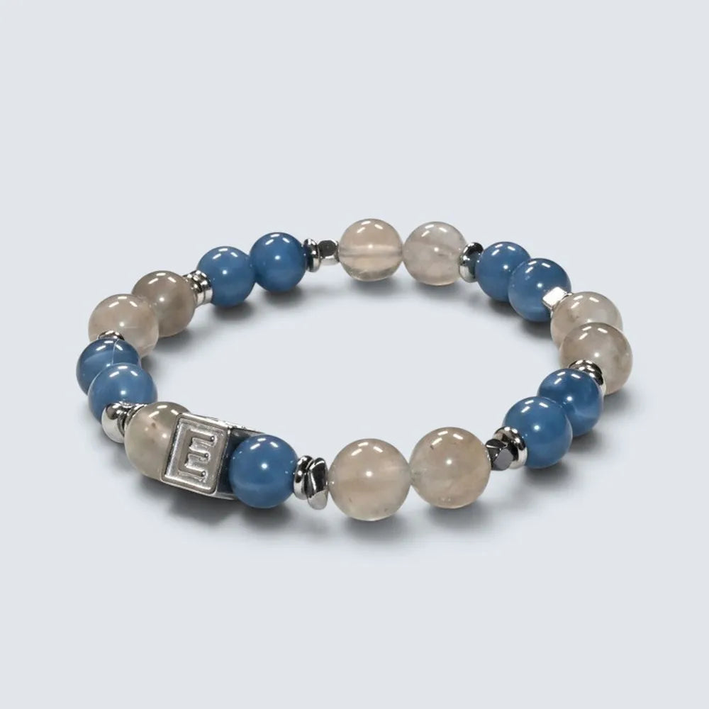 Letter E | Moonstone Mica & Blue Opal Bracelet