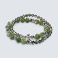 Silver Chrome Heart Cross Charm + Green Lepidolite Quartz w/ Green Rutilated Quartz Bracelet