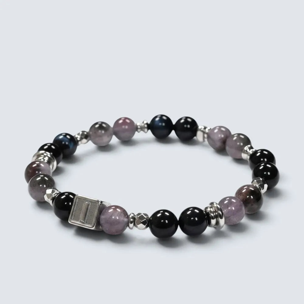 Letter I | Eye Auralite & Blue Tiger Eye Bracelet