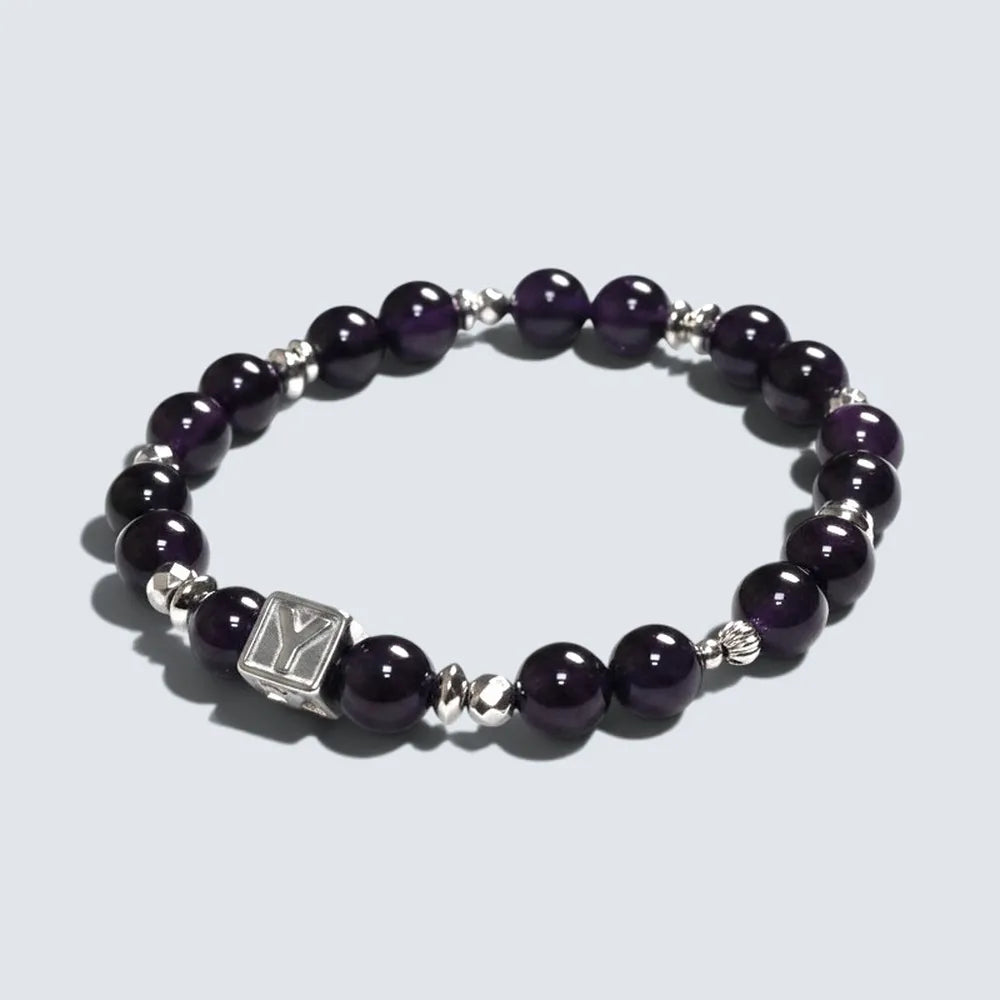 Letter Y | Purpurite & Black Tourmaline Bracelet