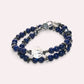 Rainbow Clear Quartz Charm w/ Lapis Lazuli Dual -Loop Bracelet