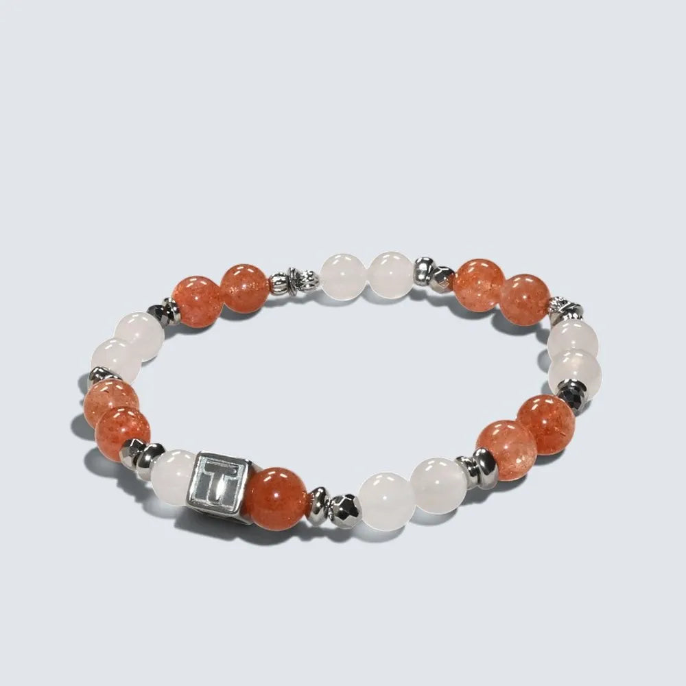 Letter T  | Golden Sunstone & White Rutilated Quartz Bracelet