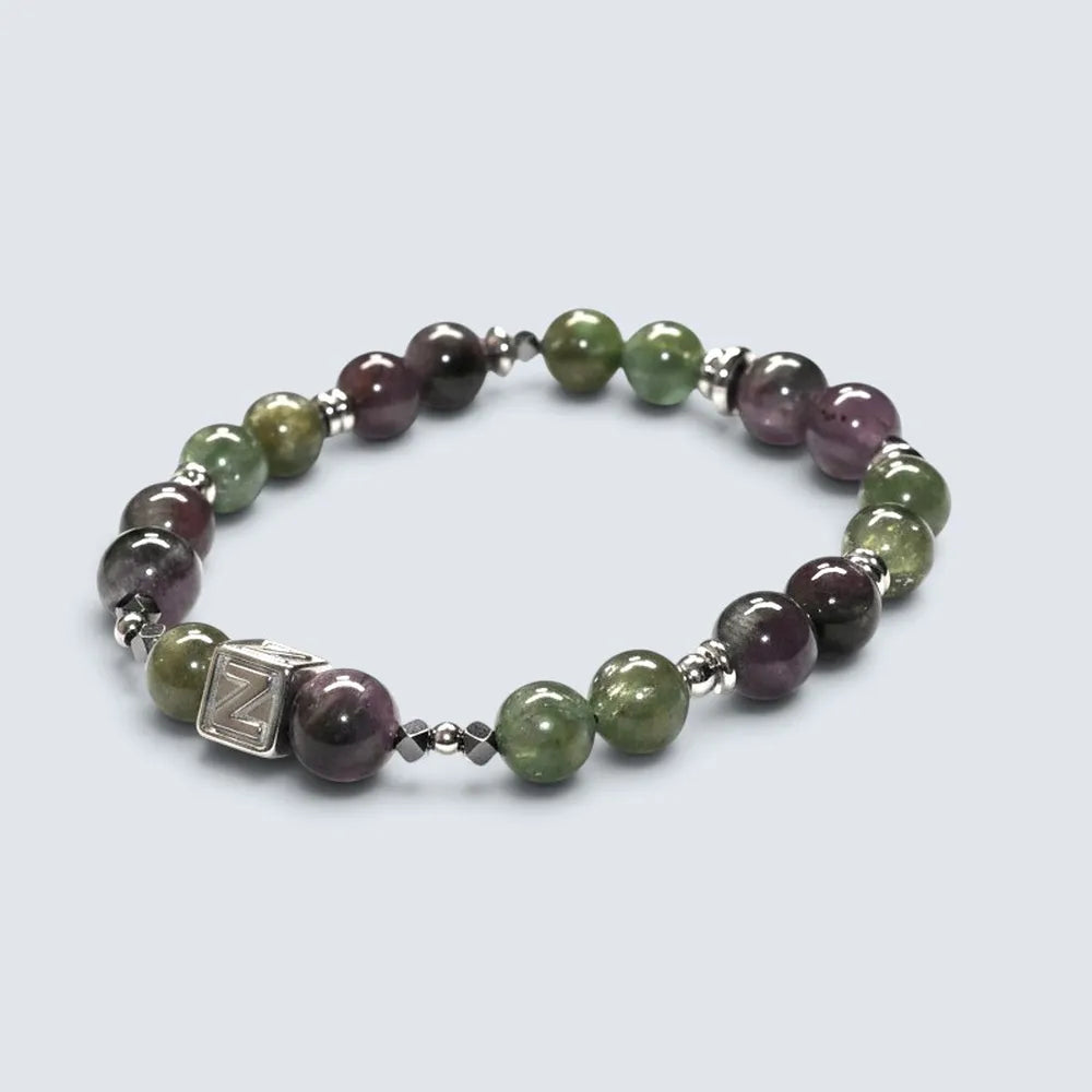 Letter Z | Eye Auralite & Green Lithium Mica Bracelet