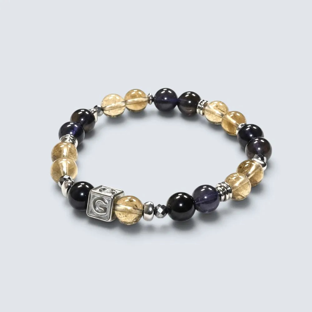 Letter G | Libyan Desert Glass & Iolite Bracelet