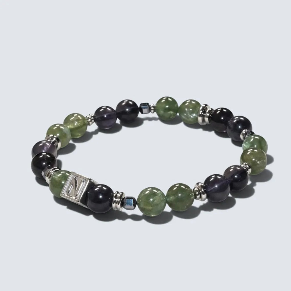 Letter N | Iolite & Green Lithium Mica Bracelet
