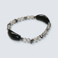 Double Silver Obsidian Charm w/  Grey Moonstone Bracelet