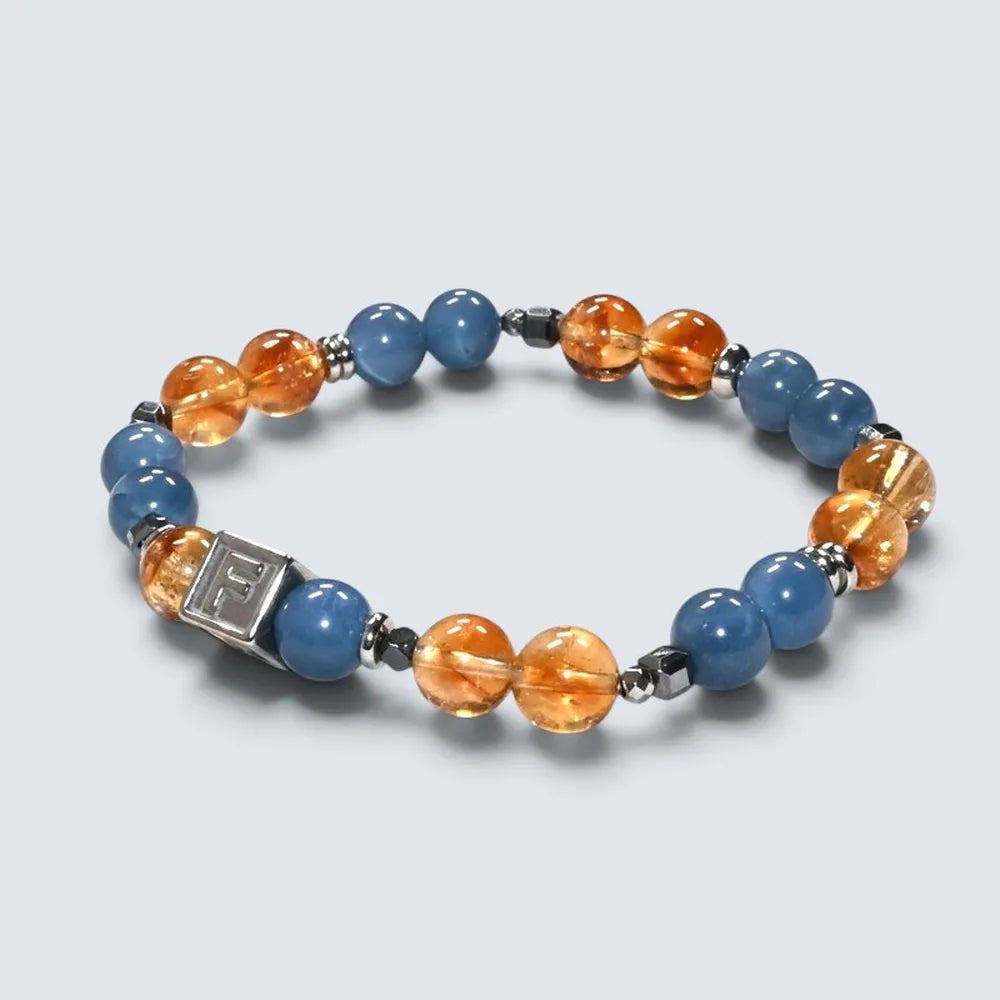 Letter F | Citrine Pyramid & Blue Opal Bracelet