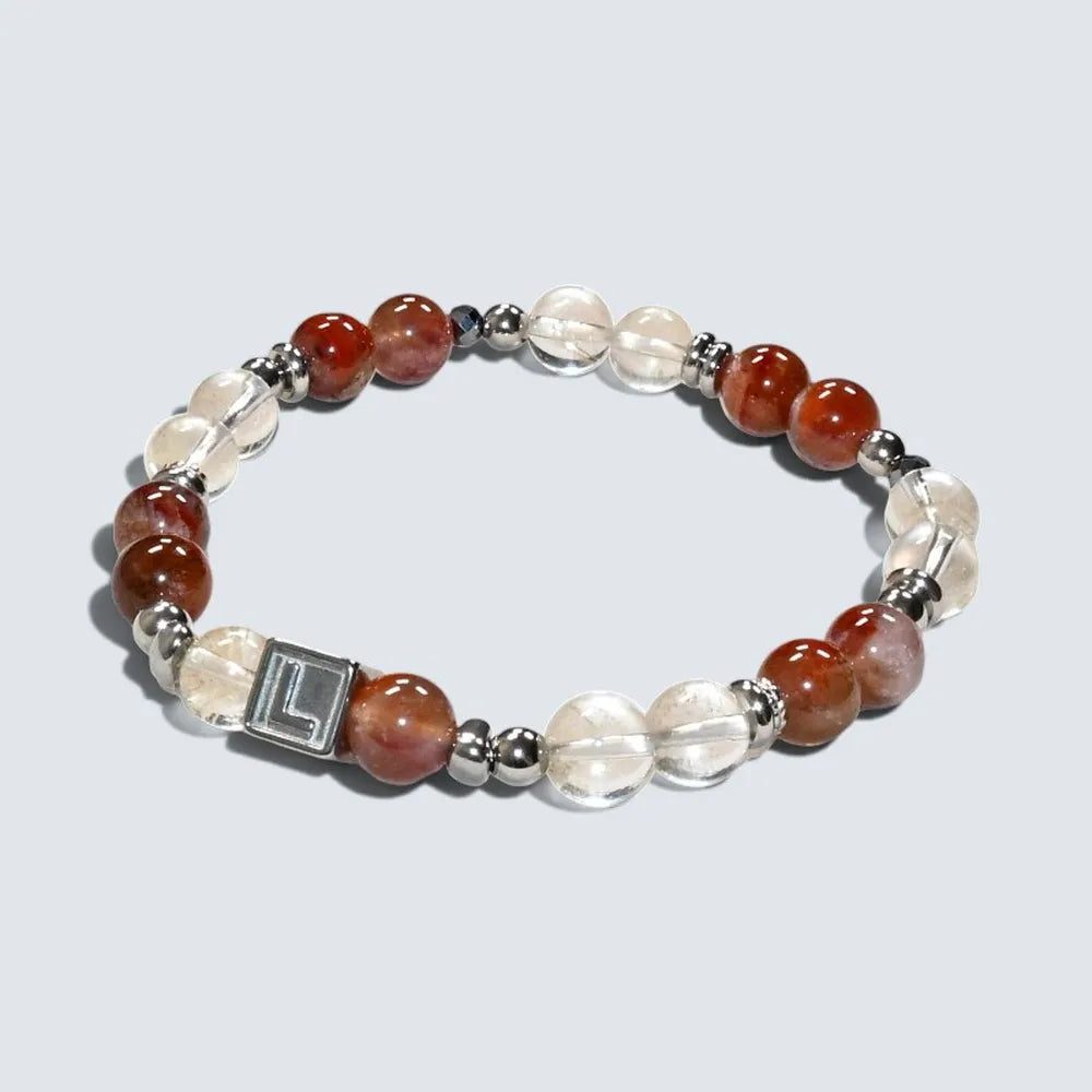Letter L | Red Auralite  & Yellow Phantom Pyramid Bracelet