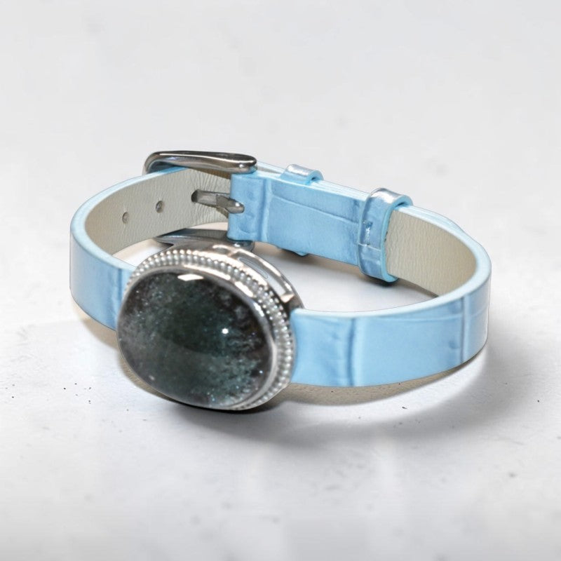Green Phantom Quartz Leather Bracelet