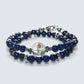 Green Phantom Quartz Charm w/ Lapis Lazuli Dual -Loop Bracelet