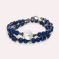 Rainbow Clear Quartz Charm w/ Lapis Lazuli Dual -Loop Bracelet