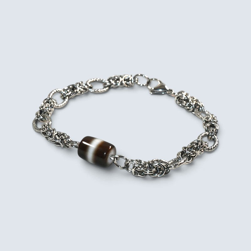 Black & White Dzi Bead Bracelet