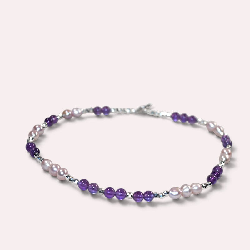 Amethyst w/ Freshwater Pearl Anklet