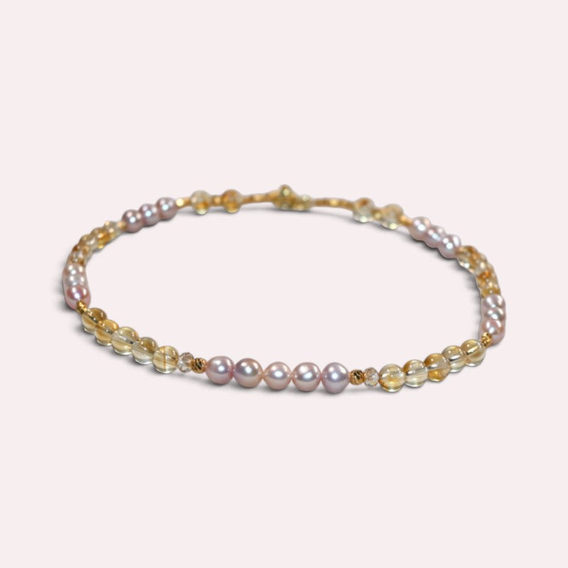 Citrine w/ Freshwater Pearl Anklet