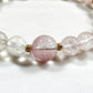 Pink Rabbit Fur Quartz Charm + Pink Azeztulite w/ White Sunstone Bracelet