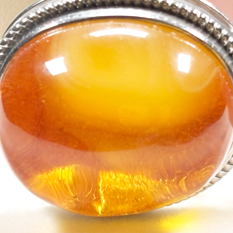 Golden Honey Amber Leather Bracelet