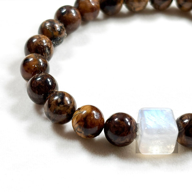 Moonstone Charm w/ Medicine Amber Bracelet